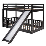 Fun Twin Over Twin Wood Bunk Bed with Slide and Reversible Ladder, White, Gray, Espresso | Just Better Bunk Beds - View 49