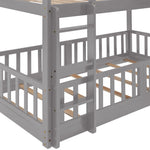 Fun Twin Over Twin Wood Bunk Bed with Slide and Reversible Ladder, White, Gray, Espresso | Just Better Bunk Beds - View 6