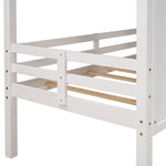 Imaginative Twin Low Loft Wood House Bed with Roof and Windows, White | Just Better Bunk Beds - Assembly View