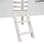 Imaginative Twin Low Loft Wood House Bed with Roof and Windows, White | Just Better Bunk Beds - View 9