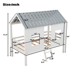 Imaginative Twin Low Loft Wood House Bed with Roof and Windows, White | Just Better Bunk Beds - View 14