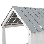 Imaginative Twin Low Loft Wood House Bed with Roof and Windows, White | Just Better Bunk Beds - View 7