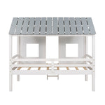 Imaginative Twin Low Loft Wood House Bed with Roof and Windows, White | Just Better Bunk Beds - View 13