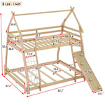 Imaginative Twin Over Queen Wood Bunk Bed with Climbing Nets and Ramp in Natural Finish | Just Better Bunk Beds - View 6