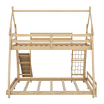 Imaginative Twin Over Queen Wood Bunk Bed with Climbing Nets and Ramp in Natural Finish | Just Better Bunk Beds - View 10