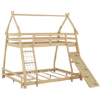 Imaginative Twin Over Queen Wood Bunk Bed with Climbing Nets and Ramp in Natural Finish | Just Better Bunk Beds - View 9