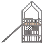 Imaginative Twin Over Twin Wood Bunk Bed with Convertible Slide and Storage Stairs, Gray | Just Better Bunk Beds - View 7