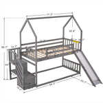 Imaginative Twin Over Twin Wood Bunk Bed with Convertible Slide and Storage Stairs, Gray | Just Better Bunk Beds - View 6