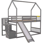 Imaginative Twin Over Twin Wood Bunk Bed with Convertible Slide and Storage Stairs, Gray | Just Better Bunk Beds - View 14