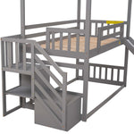 Imaginative Twin Over Twin Wood Bunk Bed with Convertible Slide and Storage Stairs, Gray | Just Better Bunk Beds - View 10