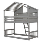 Imaginative Twin Over Twin Wood House Bunk Bed with Roof, Window, Door, Ladder in Multiple Colors | Just Better Bunk Beds - View 58