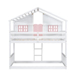 Imaginative Twin Over Twin Wood House Bunk Bed with Roof, Window, Door, Ladder in Multiple Colors | Just Better Bunk Beds - View 29