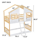 Imaginative Twin Over Twin Wood House Bunk Bed with Roof, Window, Door, Ladder in Multiple Colors | Just Better Bunk Beds - View 19