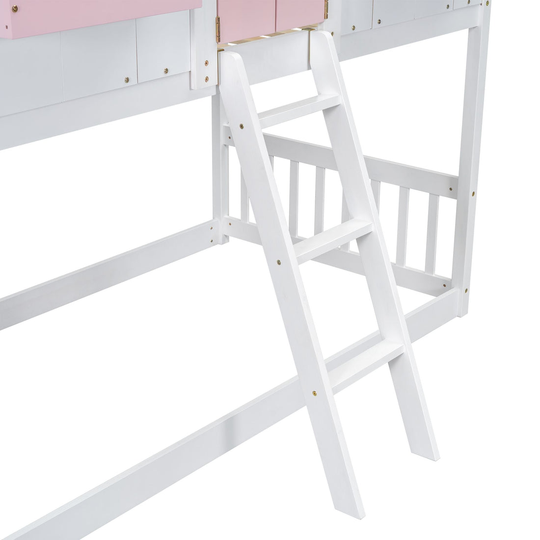 Imaginative Twin Over Twin Wood House Bunk Bed with Roof, Window, Door, Ladder in Multiple Colors | Just Better Bunk Beds - View 25