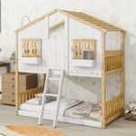 Imaginative Twin Over Twin Wood House Bunk Bed with Roof, Window, Door, Ladder in Multiple Colors | Just Better Bunk Beds - View 6