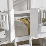 Imaginative Twin Over Twin Wood House Bunk Bed with Roof, Window, Door, Ladder in Multiple Colors | Just Better Bunk Beds - View 63
