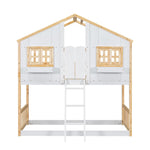 Imaginative Twin Over Twin Wood House Bunk Bed with Roof, Window, Door, Ladder in Multiple Colors | Just Better Bunk Beds - View 10