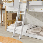 Imaginative Twin Over Twin Wood House Bunk Bed with Roof, Window, Door, Ladder in Multiple Colors | Just Better Bunk Beds - Assembly View