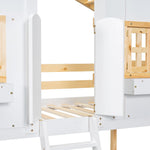 Imaginative Twin Over Twin Wood House Bunk Bed with Roof, Window, Door, Ladder in Multiple Colors | Just Better Bunk Beds - View 8