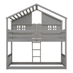 Imaginative Twin Over Twin Wood House Bunk Bed with Roof, Window, Door, Ladder in Multiple Colors | Just Better Bunk Beds - View 42