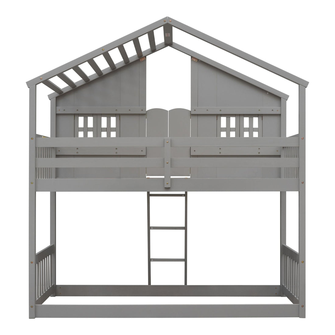 Imaginative Twin Over Twin Wood House Bunk Bed with Roof, Window, Door, Ladder in Multiple Colors | Just Better Bunk Beds - View 42