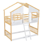 Imaginative Twin Over Twin Wood House Bunk Bed with Roof, Window, Door, Ladder in Multiple Colors | Just Better Bunk Beds - View 12