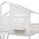Imaginative Twin Over Twin Wood House Bunk Bed with Roof, Window, Door, Ladder in Multiple Colors | Just Better Bunk Beds - View 75