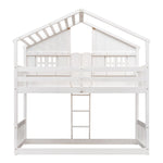Imaginative Twin Over Twin Wood House Bunk Bed with Roof, Window, Door, Ladder in Multiple Colors | Just Better Bunk Beds - View 72