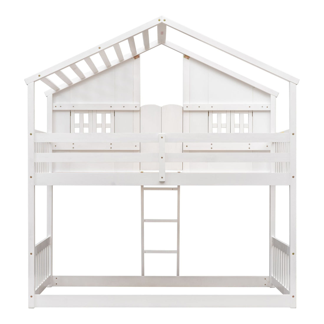 Imaginative Twin Over Twin Wood House Bunk Bed with Roof, Window, Door, Ladder in Multiple Colors | Just Better Bunk Beds - View 72