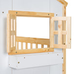 Imaginative Twin Over Twin Wood House Bunk Bed with Roof, Window, Door, Ladder in Multiple Colors | Just Better Bunk Beds - Detail View