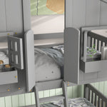 Imaginative Twin Over Twin Wood House Bunk Bed with Roof, Window, Door, Ladder in Multiple Colors | Just Better Bunk Beds - View 45