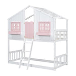 Imaginative Twin Over Twin Wood House Bunk Bed with Roof, Window, Door, Ladder in Multiple Colors | Just Better Bunk Beds - View 38