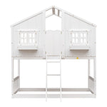 Imaginative Twin Over Twin Wood House Bunk Bed with Roof, Window, Door, Ladder in Multiple Colors | Just Better Bunk Beds - View 69