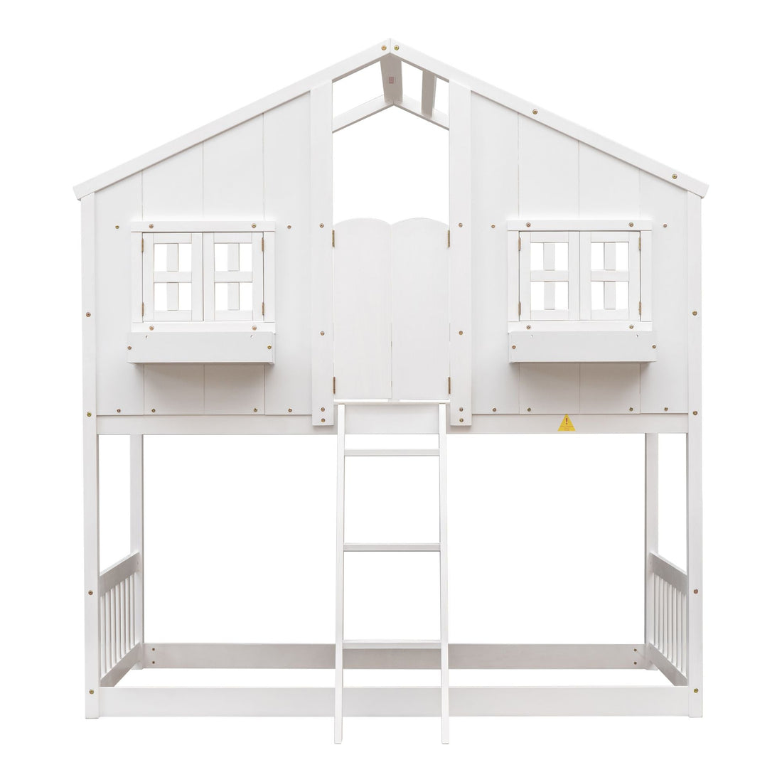 Imaginative Twin Over Twin Wood House Bunk Bed with Roof, Window, Door, Ladder in Multiple Colors | Just Better Bunk Beds - View 69
