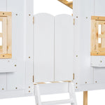 Imaginative Twin Over Twin Wood House Bunk Bed with Roof, Window, Door, Ladder in Multiple Colors | Just Better Bunk Beds - View 17