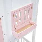 Imaginative Twin Over Twin Wood House Bunk Bed with Roof, Window, Door, Ladder in Multiple Colors | Just Better Bunk Beds - View 28