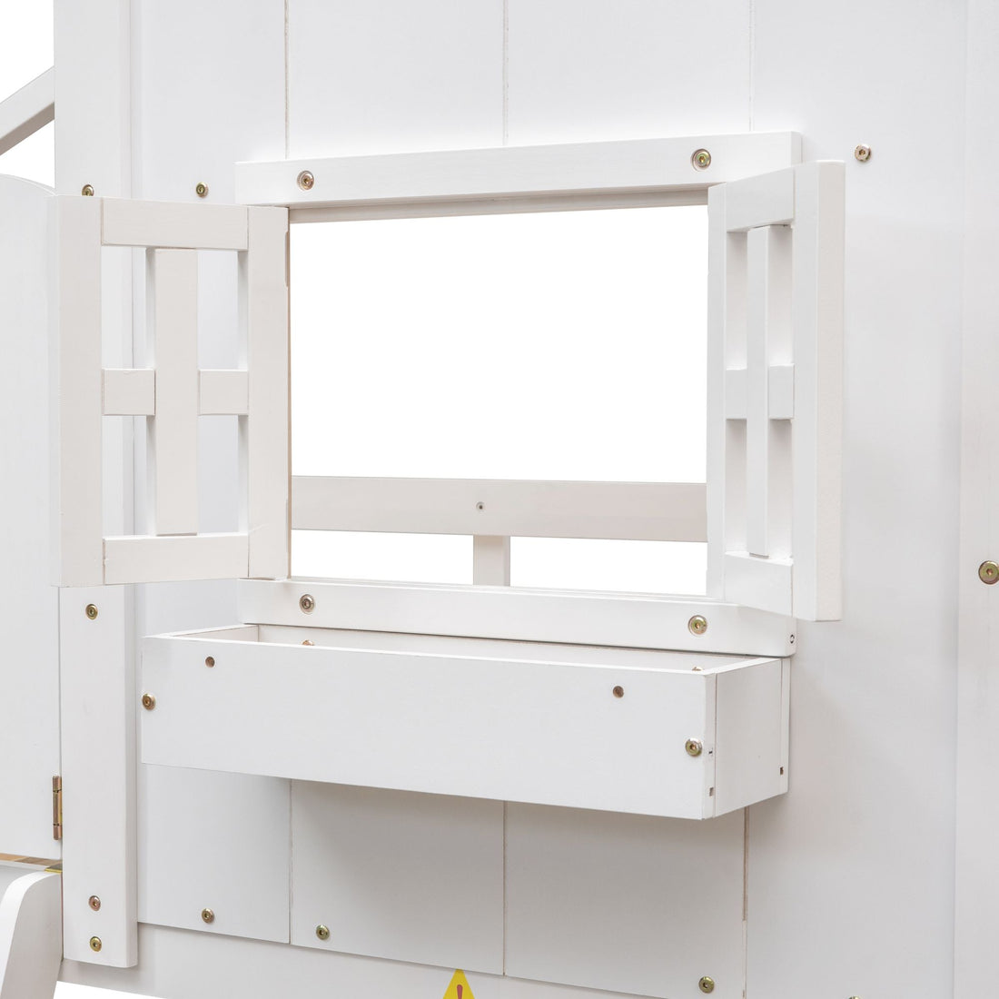 Imaginative Twin Over Twin Wood House Bunk Bed with Roof, Window, Door, Ladder in Multiple Colors | Just Better Bunk Beds - View 76