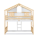 Imaginative Twin Over Twin Wood House Bunk Bed with Roof, Window, Door, Ladder in Multiple Colors | Just Better Bunk Beds - View 14