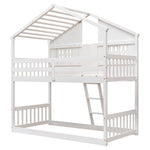 Imaginative Twin Over Twin Wood House Bunk Bed with Roof, Window, Door, Ladder in Multiple Colors | Just Better Bunk Beds - View 73