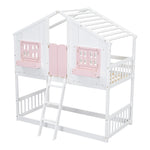 Imaginative Twin Over Twin Wood House Bunk Bed with Roof, Window, Door, Ladder in Multiple Colors | Just Better Bunk Beds - View 27