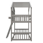 Imaginative Twin Over Twin Wood House Bunk Bed with Roof, Window, Door, Ladder in Multiple Colors | Just Better Bunk Beds - View 44
