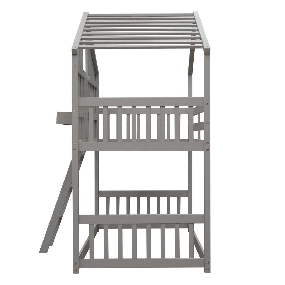 Imaginative Twin Over Twin Wood House Bunk Bed with Roof, Window, Door, Ladder in Multiple Colors | Just Better Bunk Beds - View 44