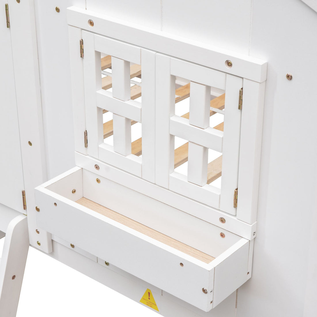 Imaginative Twin Over Twin Wood House Bunk Bed with Roof, Window, Door, Ladder in Multiple Colors | Just Better Bunk Beds - View 77