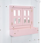 Imaginative Twin Over Twin Wood House Bunk Bed with Roof, Window, Door, Ladder in Multiple Colors | Just Better Bunk Beds - View 37