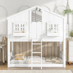 Imaginative Twin Over Twin Wood House Bunk Bed with Roof, Window, Door, Ladder in Multiple Colors | Just Better Bunk Beds - View 61
