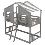 Imaginative Twin Over Twin Wood House Bunk Bed with Roof, Window, Door, Ladder in Multiple Colors | Just Better Bunk Beds - View 52