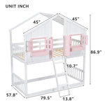 Imaginative Twin Over Twin Wood House Bunk Bed with Roof, Window, Door, Ladder in Multiple Colors | Just Better Bunk Beds - View 40