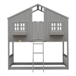 Imaginative Twin Over Twin Wood House Bunk Bed with Roof, Window, Door, Ladder in Multiple Colors | Just Better Bunk Beds - View 48