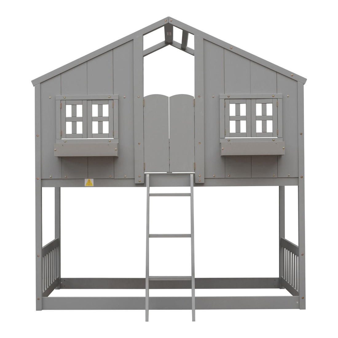 Imaginative Twin Over Twin Wood House Bunk Bed with Roof, Window, Door, Ladder in Multiple Colors | Just Better Bunk Beds - View 48