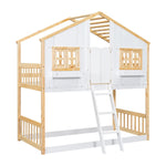 Imaginative Twin Over Twin Wood House Bunk Bed with Roof, Window, Door, Ladder in Multiple Colors | Just Better Bunk Beds - View 20